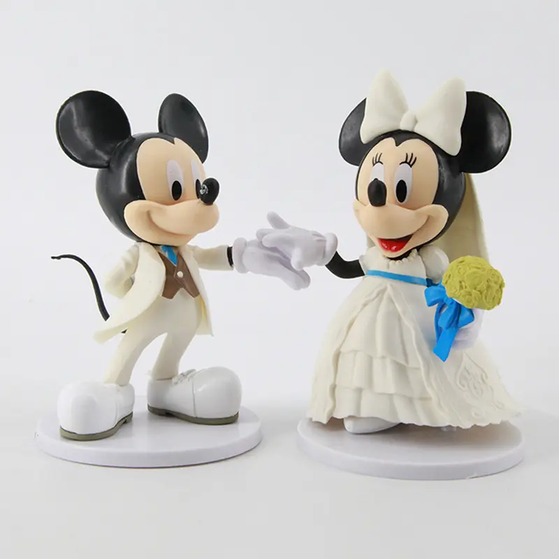 2 Stks/set Mickey & Minnie Model Figuur Cartoon Bruiloft Auto Decoratie Voor Liefhebbers Gift