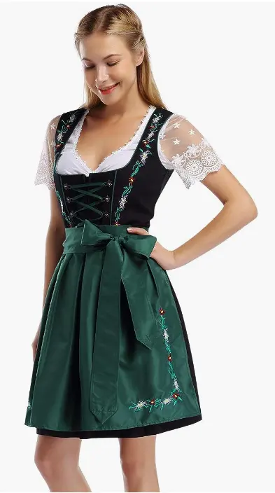 Costume da donna Dirndl tedesco per Costume Cosplay di Halloween di carnevale dell'oktoberfest bavarese