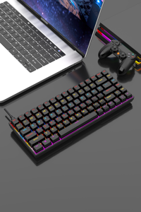 Teclado mecánico de 61 teclas con cable USB mecánico 17 tipos de teclados RGB para ordenador portátil teclados de eje de té rojo azul - Product Image 5