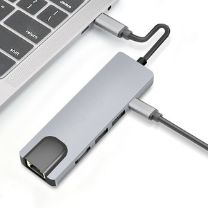 5 in 1 USB tipo C <span class=keywords><strong>Hub</strong></span> HDMI AUX USB3.0 Docking Station con RJ45 Gigabit adattatore di rete Ethernet per Mackbook Notebook Laptop