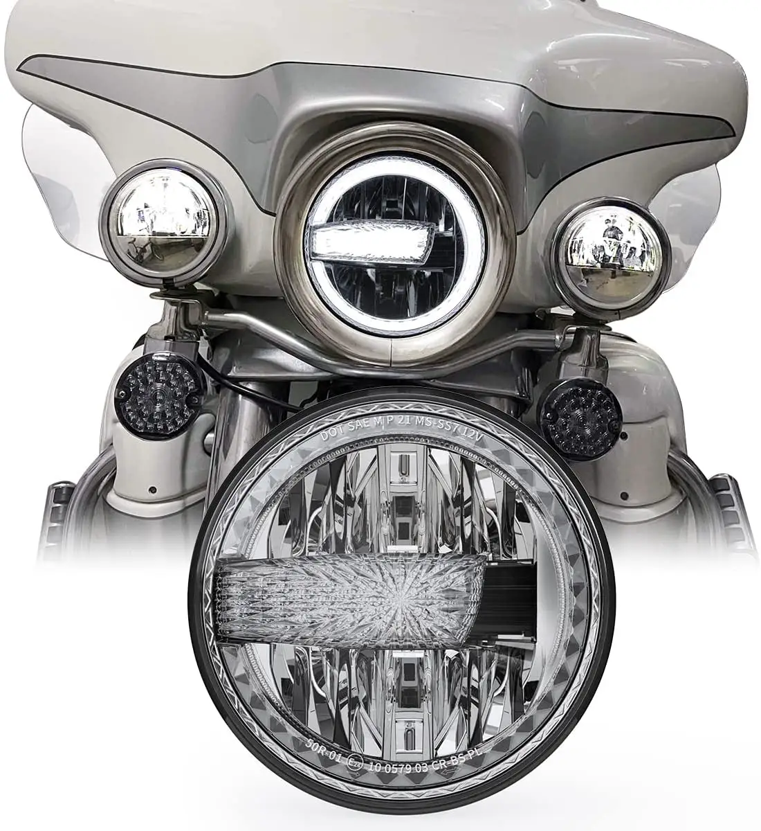 7" inch H4 led moto headlight for Harley assembly parts with DRL for Harley Davidson Touring Models 1994-2013