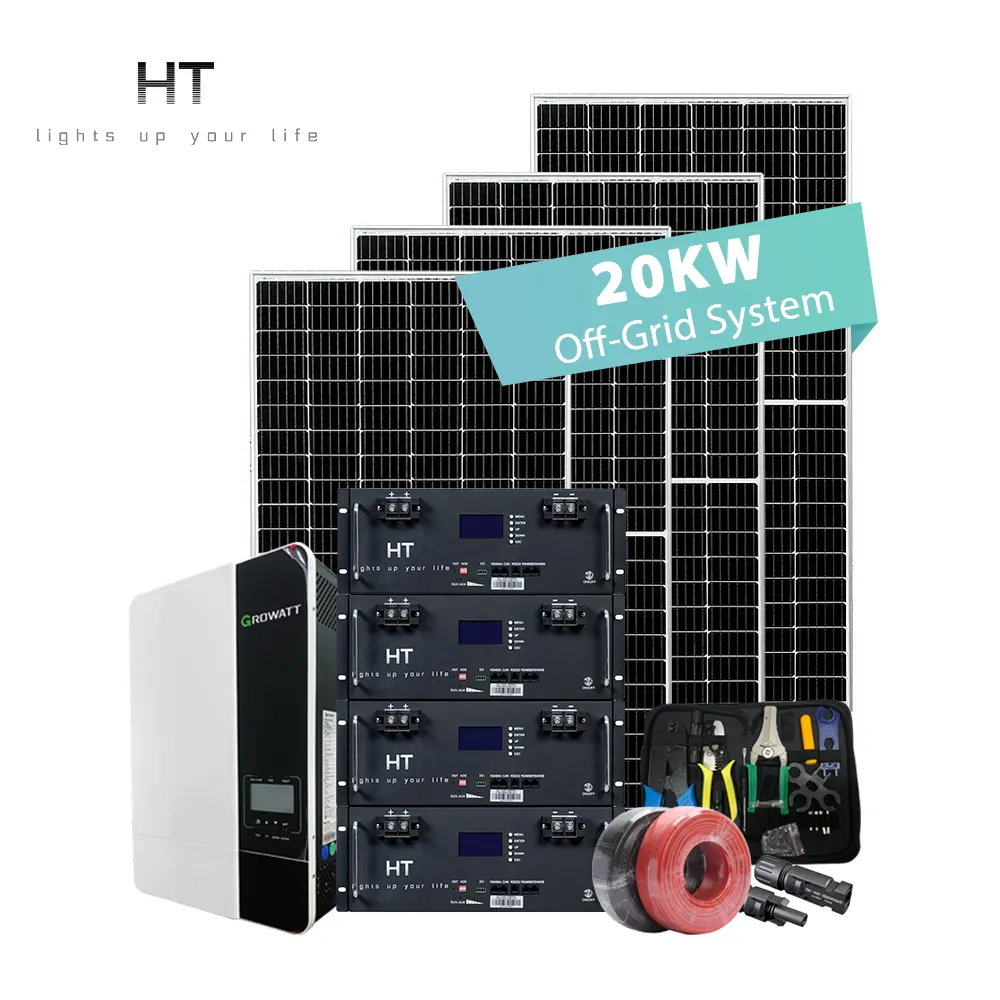 HT 10kW 20kW 30kW 50kW 80kW 100kW sistem energi surya industri Off Grid terikat sistem tenaga surya harga rendah solusi PV Jerman