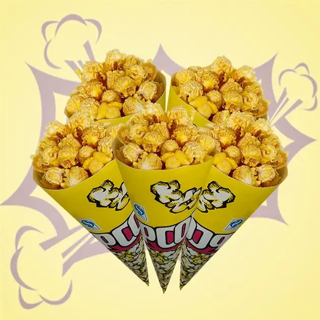 Il piccolo sacchetto di carta personalizzato per alimenti porta via i sacchetti di imballaggio snack triangolo mucchio sacchetti di imballaggio per popcorn