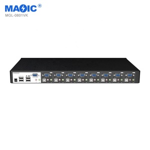 Industrial VGA 8 entradas 1 salida 1440P 60Hz Full HD USB KVM Switch USB2.0 Hub con adaptador de audio de consola para monitor