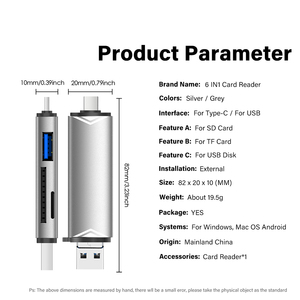 Jaster 6 in 1 OTG lettore di schede USB 3.0 a tipo C Micro USB adattatore Flash Drive Smart Memory Card Reader TF SD - Product Image 4