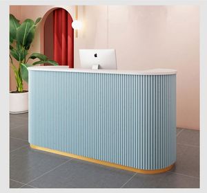 2021最新现代假发店前台白色沙龙柜台前台 - Product Image 3