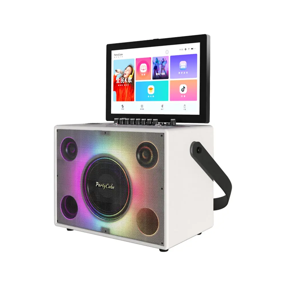 Karaoke amplifikatörü standı taşınabilir parti kutusu KTV sistemi multimedya Bluetooth hoparlör akıllı ekran