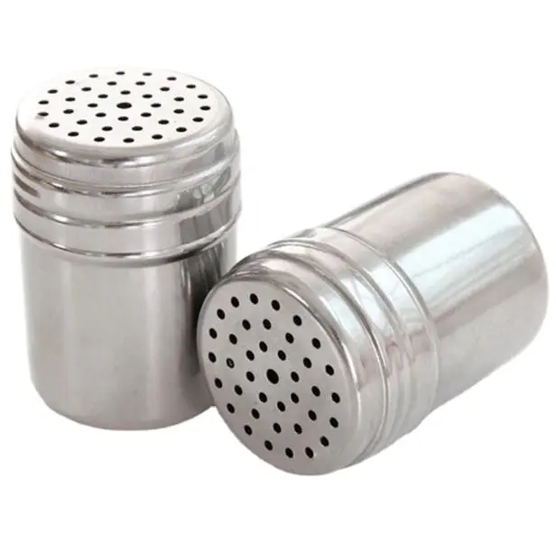 Stainless Steel Seasoning Shaker Sugar Chocolate Cocoa Powder Can Salt and Pepper Shaker