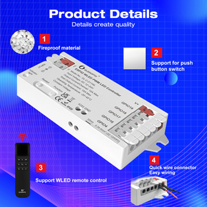 GLEDOPTO NEW GL-C-211WL Hot ESP32 WLED <strong>PWM</strong> DC12-24V Efficient Quick Port <strong>Design</strong> Push Switch LED Strip <strong>Controller</strong> - Product Image 4