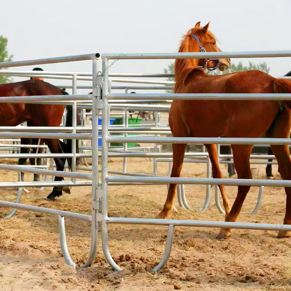 Panel pagar halaman pertanian kuda ternak Corral pena bulat logam galvanis tugas berat portabel 12 kaki