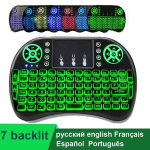 Backlit Anh Nga Pháp Tây Ban Nha Bồ Đào Nha 2.4G Không Khí Chuột Từ Xa Touchpad Cho Android TV Box PC Mini Không Dây I8 Bàn Phím - Product Image 4