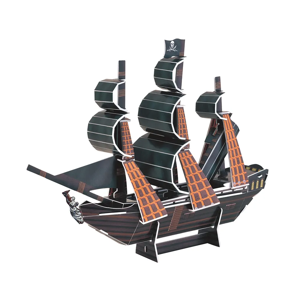 Rompecabezas 3D de Barco Pirata para montar, bricolaje, barco Perla Negra, 24 Uds.