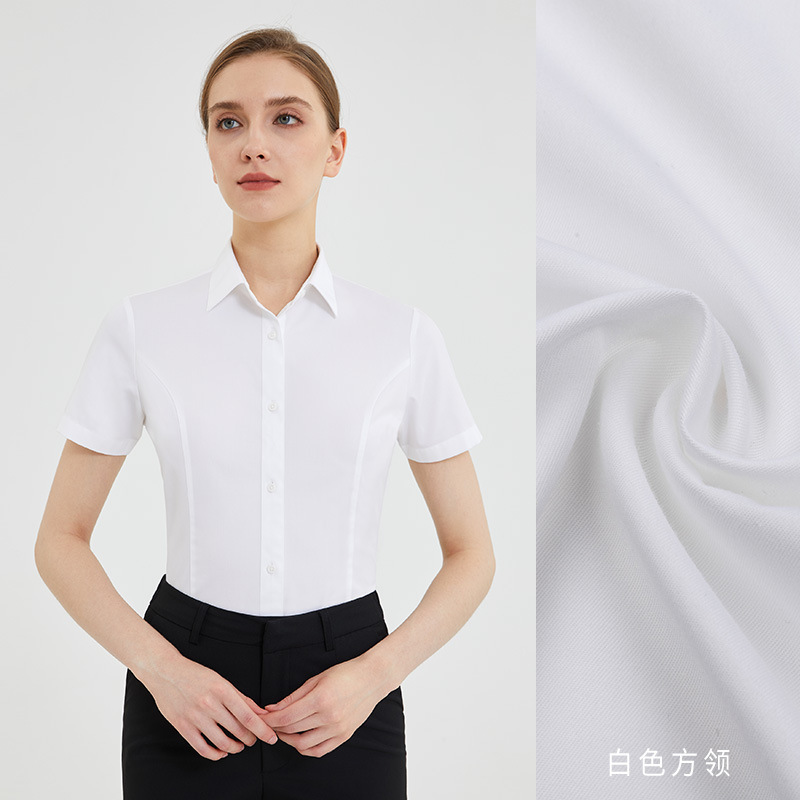 Blanco-manga corta-mujer-cuello cuadrado