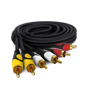 Vellygood 3RCA Cabo Digital Analógico blindado para fones de ouvido Sistema Home Players RCA para RCA Cabo de Áudio Estéreo 20M