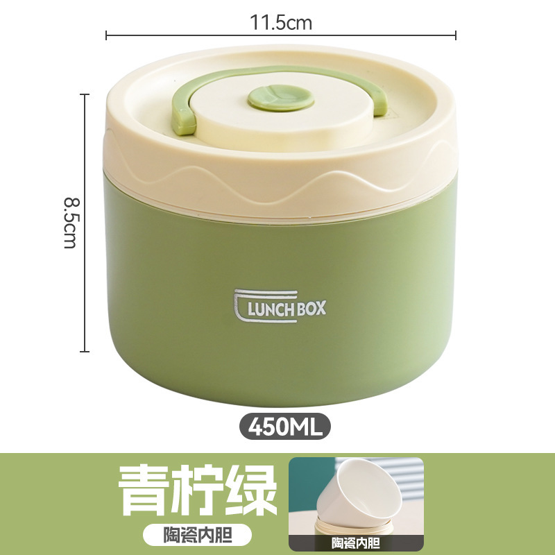 Lime green lunch box 450ml-ceramic liner
