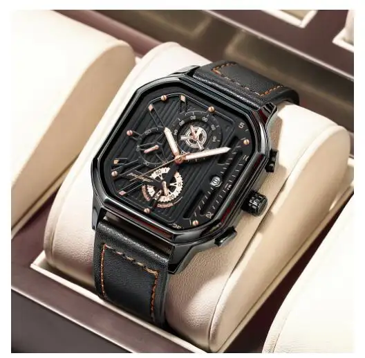 Poedagar 628 Relógios de Quartzo masculinos promocionais de alta qualidade e durável, novo produto, preço baixo, com pulseira de couro genuíno, novidade na moda
