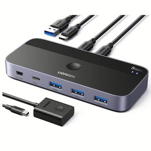 UGREEN USBスイッチA & C入力コンピュータ共有4 USBポートUSBスイッチセレクタPC用ノートパソコンキーボードマウスウェブカメラ - Product Image 1