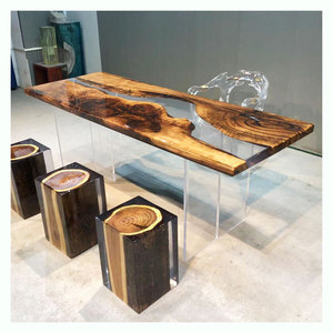 Bằng Gỗ Bàn Ăn Với Epoxy Sông Nhựa Hàng Đầu Vuông/Vòng Nhựa Bảng Thiết Lập recina Epoxica Mesas Cho Đồ Nội Thất Nhà - Product Image 4