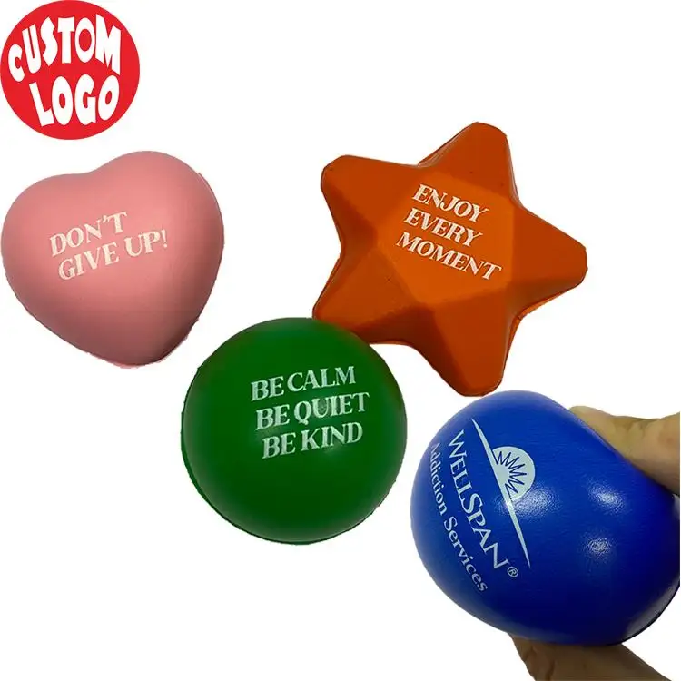 Stress Balls With Custom Logo To Be Printed Pu Foam Anti Stress Reliever Toy Balls Stress Ball