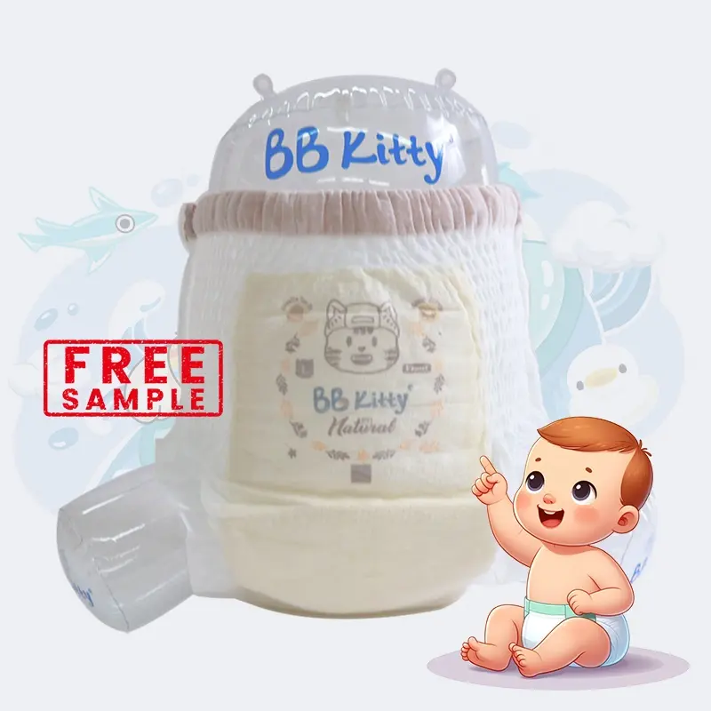 BB Kitty fraldas naturais para bebês, fraldas para China, amostra de 10 unidades, pacote de fraldas orgânicas para uso pessoal, fraldas para bebês em branco