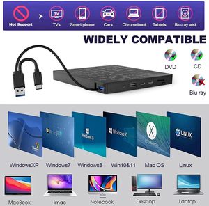 7合1 USB C型外部光驱光盘刻录机阅读器写入器多功能DVD驱动器 - Product Image 6