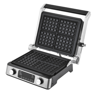 2 in 1 Detachable <strong>Digital</strong> Smart <strong>Temperature</strong> <strong>Control</strong> 4 Slice Waffle Maker 2200W Commercial Contact Panini Grill With <strong>Timer</strong> - Product Image 3