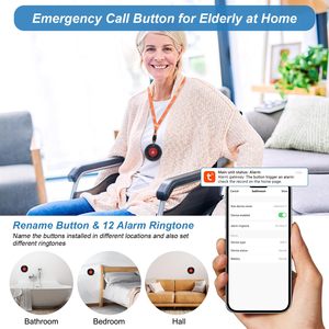 Nueva llegada Tuya Smart Wifi botón de pánico alarma de ancianos Sos pulsera reloj inalámbrico de emergencia enfermera llamada buscapersonas sistema de llamadas - Product Image 5