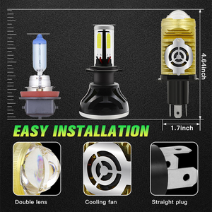 H4แสงโปรเจคเตอร์กระจก LED ขนาดเล็กลำแสงสูง/ต่ำสว่างมากเลนส์ไฟหน้าพร้อมเลนส์ LED คู่จาก CANbus รถจักรยานยนต์ - Product Image 5