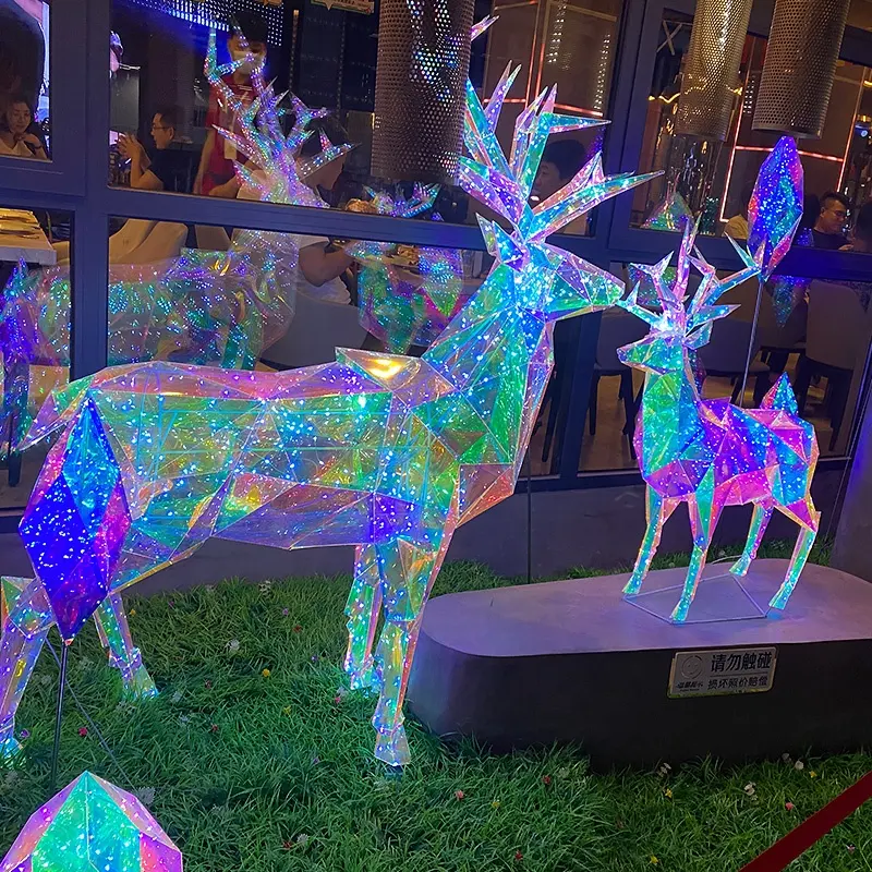Lampu patung rusa kutub warna fantasi lampu rusa Natal Led Natal untuk dekorasi toko rumah Hotel restoran