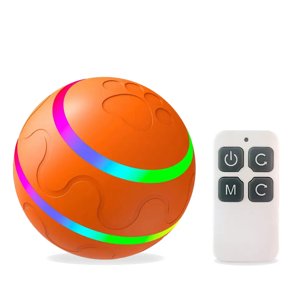2023キャットドッグモーション用リモコン付きスマートペットおもちゃボール起動LEDライトUSB充電式インタラクティブ犬おもちゃボール