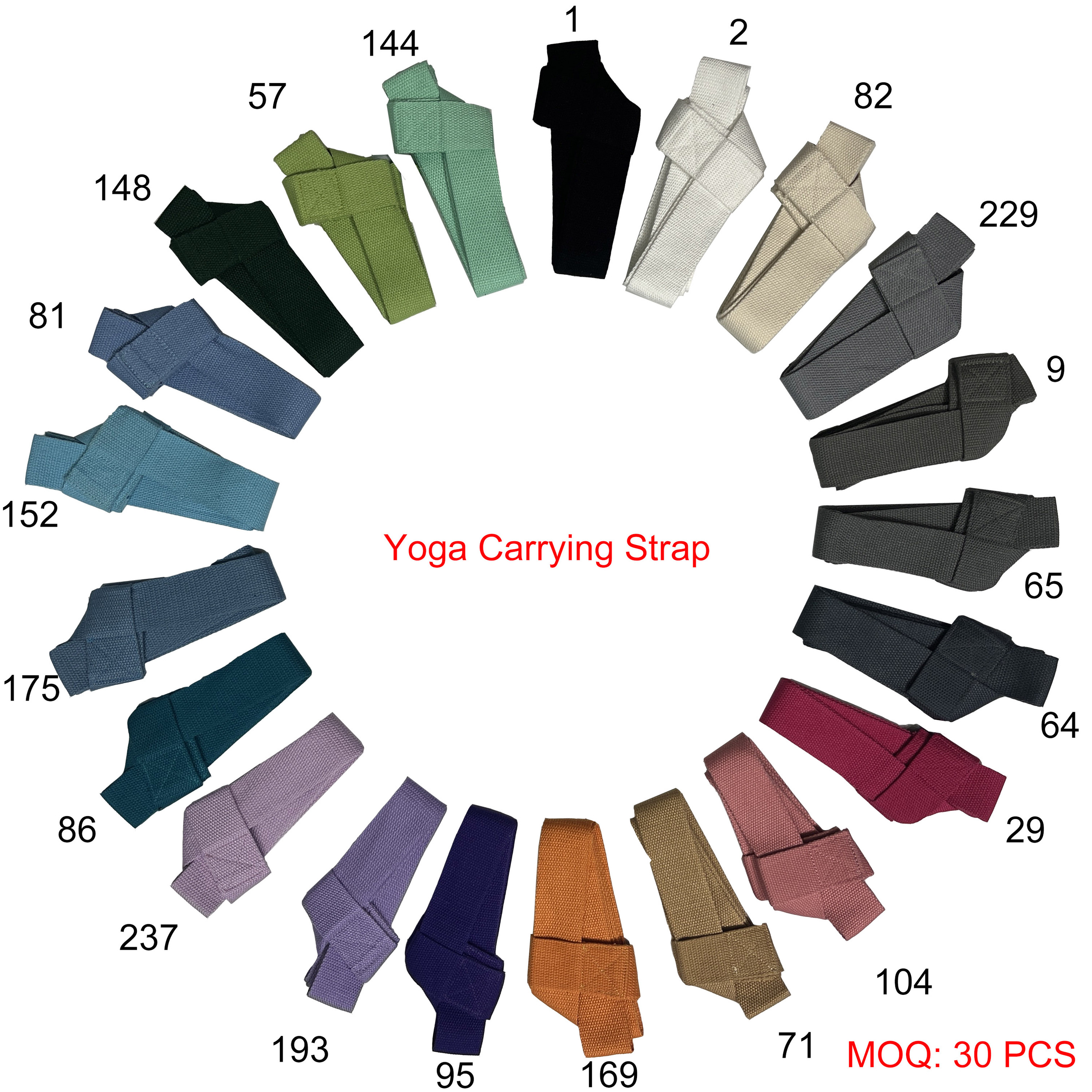 Multi-color yoga straps