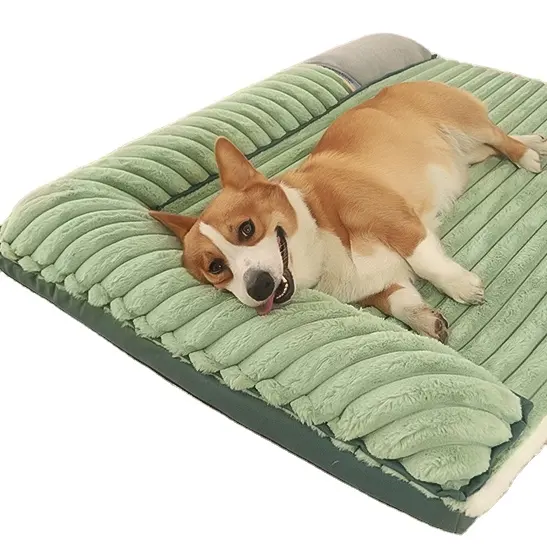 Cama de cachorro macia de veludo, cama ortopédica macia de veludo com pelos, espuma de memória