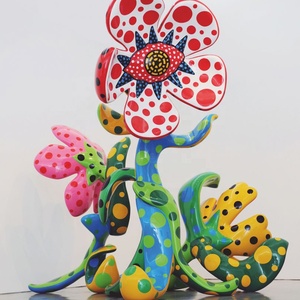 Pop art heykel fiberglas büyük renkli çizim çiçek heykel - Product Image 3