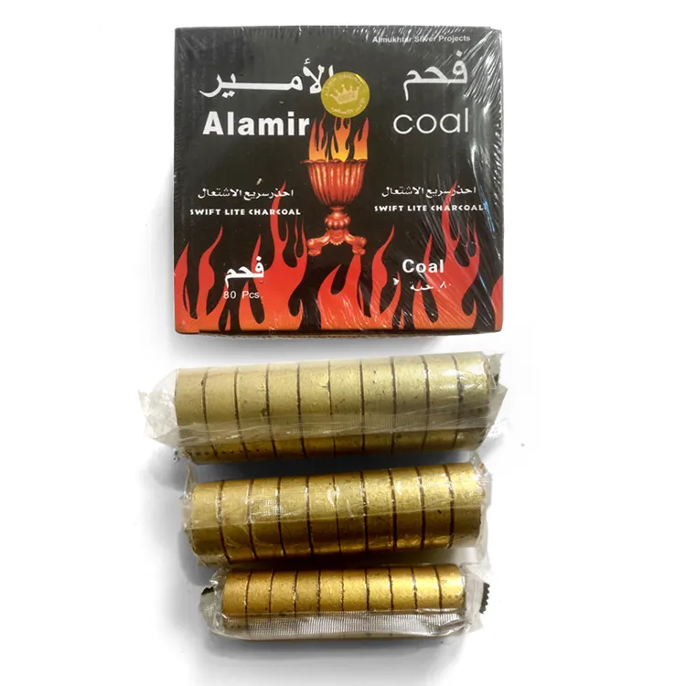 High quality and high calorific value instant light fruit wood shisha fragrant round wood yellow carbon sheet