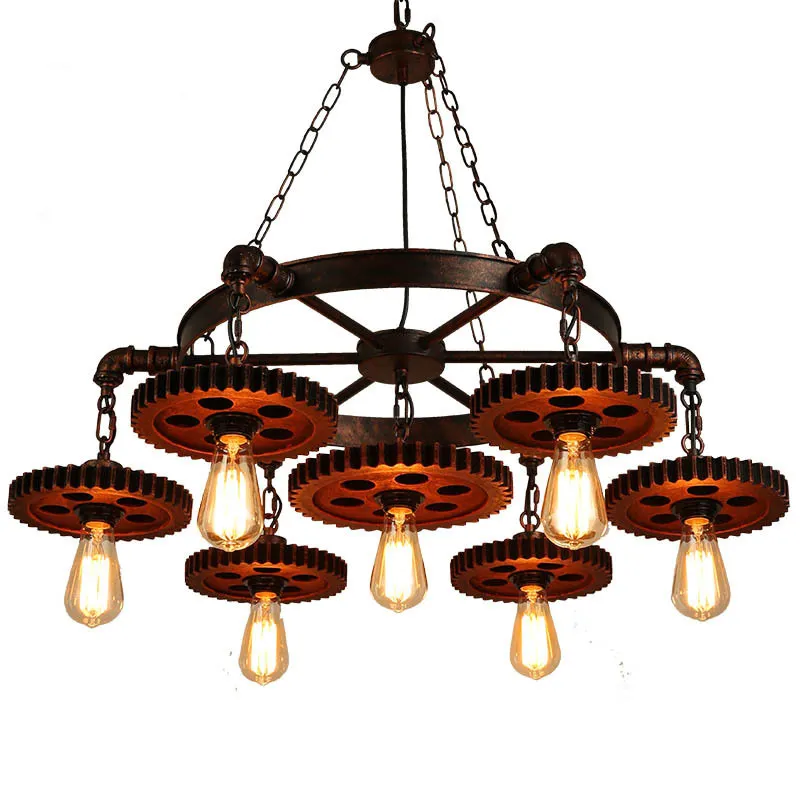 Lampu gantung led, lampu gantung pipa Steampunk dengan gaya industri Vintage