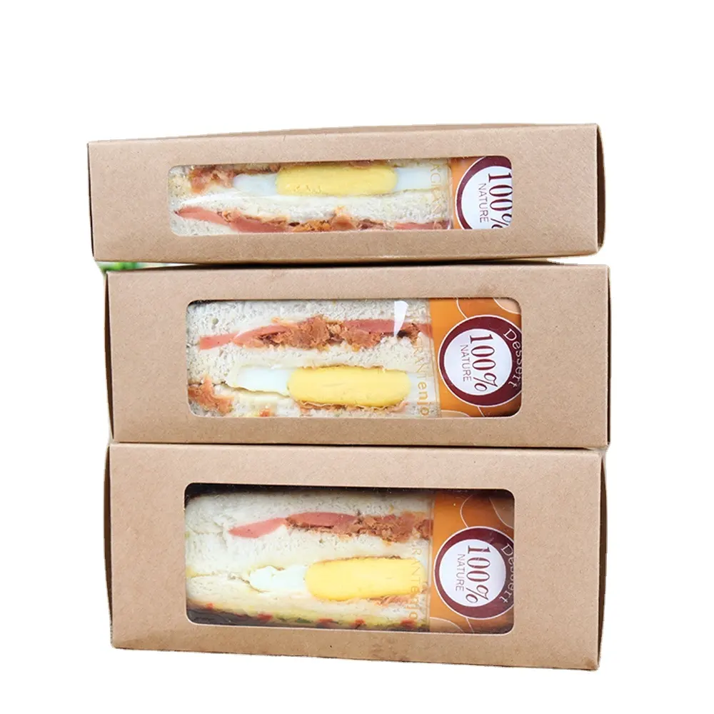 Boîte à sandwich jetable de fabrication personnalisée en gros avec fenêtre transparente