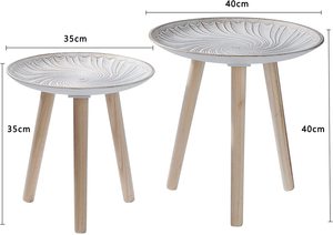 圆形嵌套桌一套2张白色边桌咖啡茶几 - Product Image 3