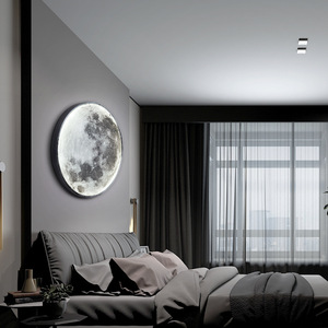 Ay ayna lambaları yuvarlak Moonlight dekor başucu duvar lambası otel yatak odası Arreat krater dekorasyon Salon için ay işıkları açık