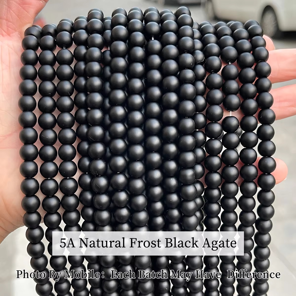 Agate noire givrée naturelle 5A