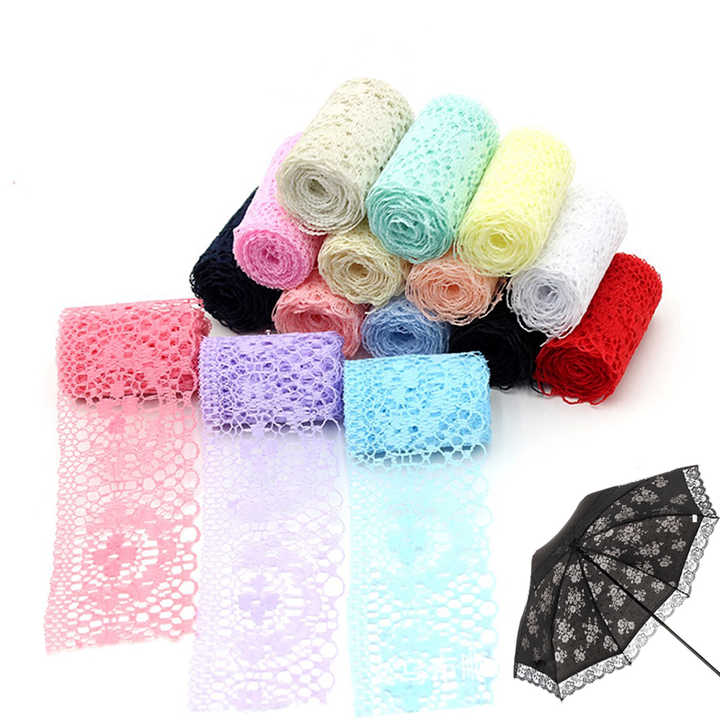ลูกไม้ริบบิ้น100หลา,ผ้าลูกไม้ปักลายทวิภาคีแบบ DIY อุปกรณ์ตัดเย็บเสื้อผ้าตุ๊กตา4ซม.