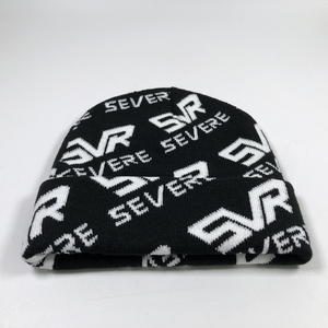 Tùy chỉnh dệt kim Beanie với lặp đi lặp lại logo trên tất cả các in cổ điển cổ Điển Mùa Đông mũ unisex charactere Jacquard ấm toque - Product Image 4