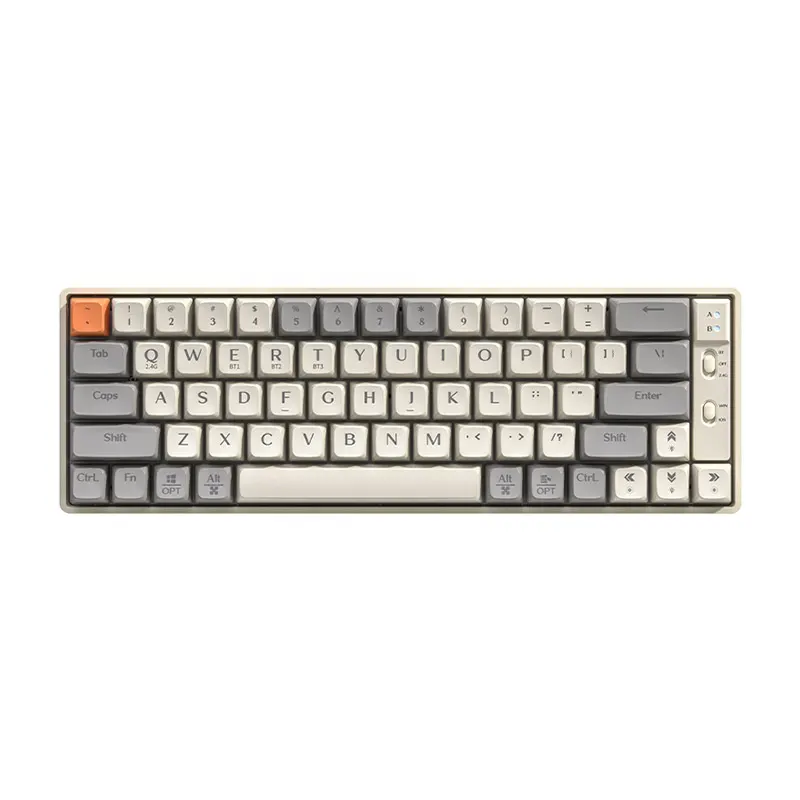 Teclado mecánico inalámbrico BT tipo C, 65 teclas, 3 modos, 2,4G, retroiluminación ajustable, intercambiable en caliente, ergonómico, 60%