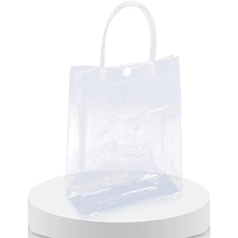 卸売プラスチックギフトバッグ防水PVCクリアショッピングトートバッグ女性透明ハンドルバッグ