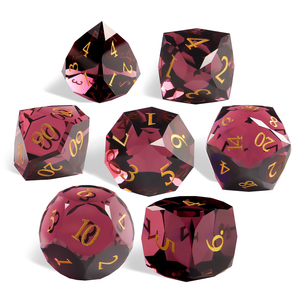 7 Stuks Bordeauxrood Dnd Dobbelsteen Handgemaakte Scherpe Rand Edelsteen Veelvlak Dobbelstenen Sets D & D D4 D6 D8 D10 D100 D12 D20 Voor Kerkers En Draken - Product Image 2