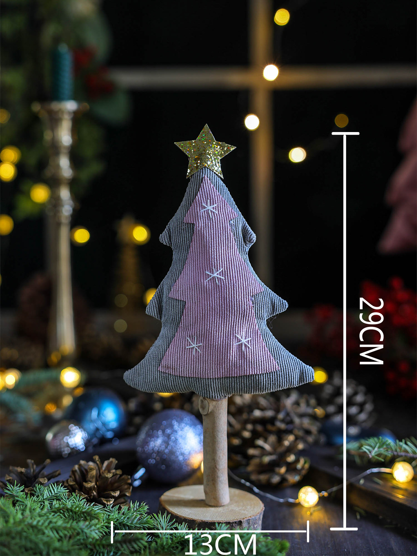 Pink Art Vertical Striped Christmas Tree Small Size