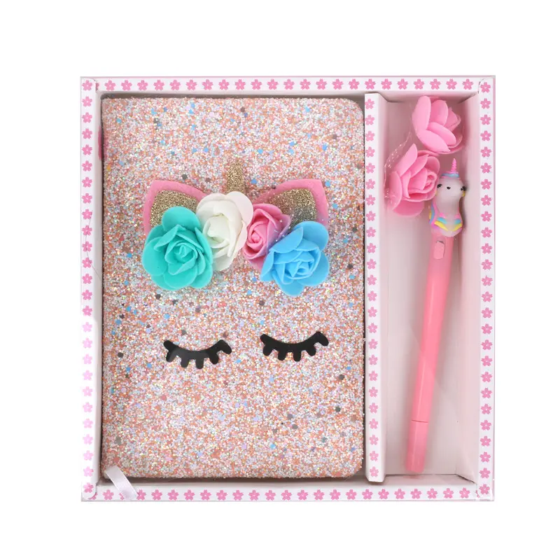 Custom print special Unicorn dairy notebook gift set journal book