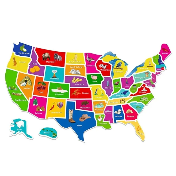مغناطيس الولايات المتحدة الأمريكية مصنوع من فوم الإيفا الأكثر مبيعًا في 2024 ألعاب تعليمية خريطة ألغاز الولايات المتحدة الأمريكية