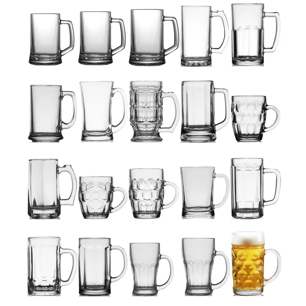 Taza de cerveza de cristal transparente con mango, jarra con logotipo personalizado de alta calidad, 300ML-1000ML, venta al por mayor, proveedor de China