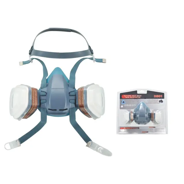 Respirateur chimique demi-masque à gaz avec Double filtre pour pièces de lutte contre l'incendie