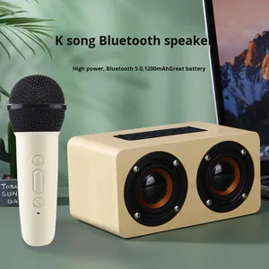 H3 de madera para Bluetooth, micrófono dual inalámbrico, altavoz de Karaoke, salida de 5W, interfaz de tarjeta de disco U RGB para Audio de ordenador doméstico - Product Image 5